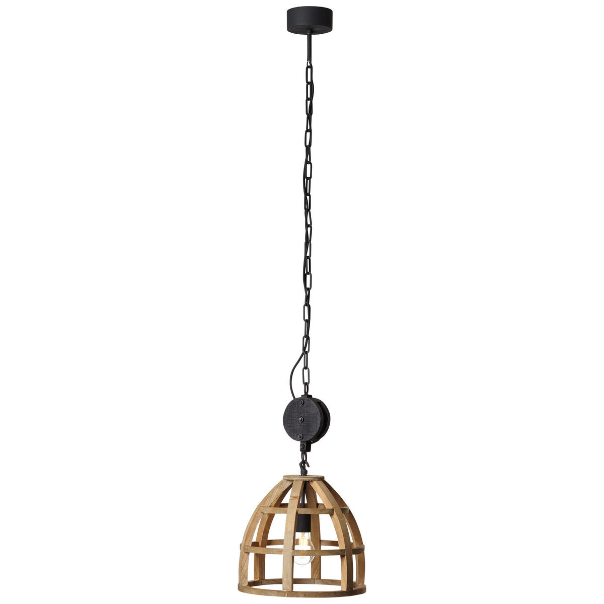 PENDELLEUCHTE 34/143 cm   - Hellbraun/Schwarz, Natur, Holz/Metall (34/143cm) - Brilliant
