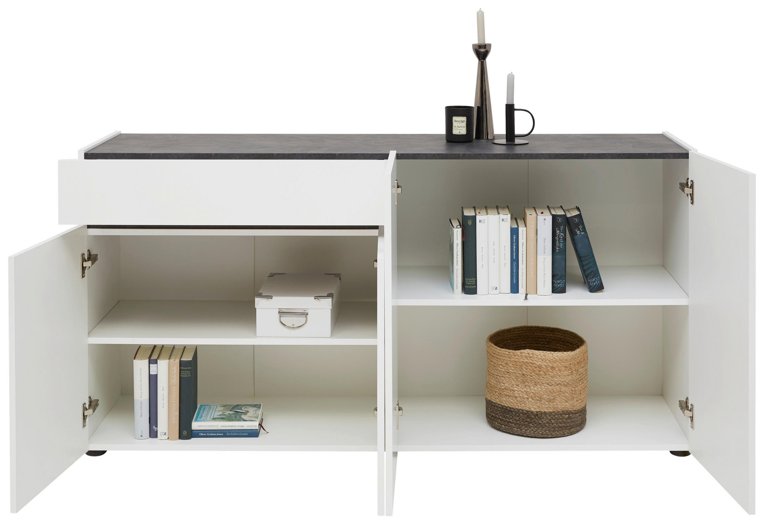 SIDEBOARD Anthrazit, Weiß Einlegeböden  - Anthrazit/Schwarz, Design, Holzwerkstoff/Kunststoff (160,2/80,1/42,6cm) - Voleo