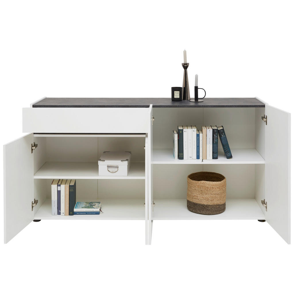 Thumbnail - Voleo Sideboard, Anthrazit, Weiß, Holzwerkstoff, 2 Fächer, 1 Schubladen, 160.2x80.1x42.6 cm, erweiterbar, Typenauswahl, ...
