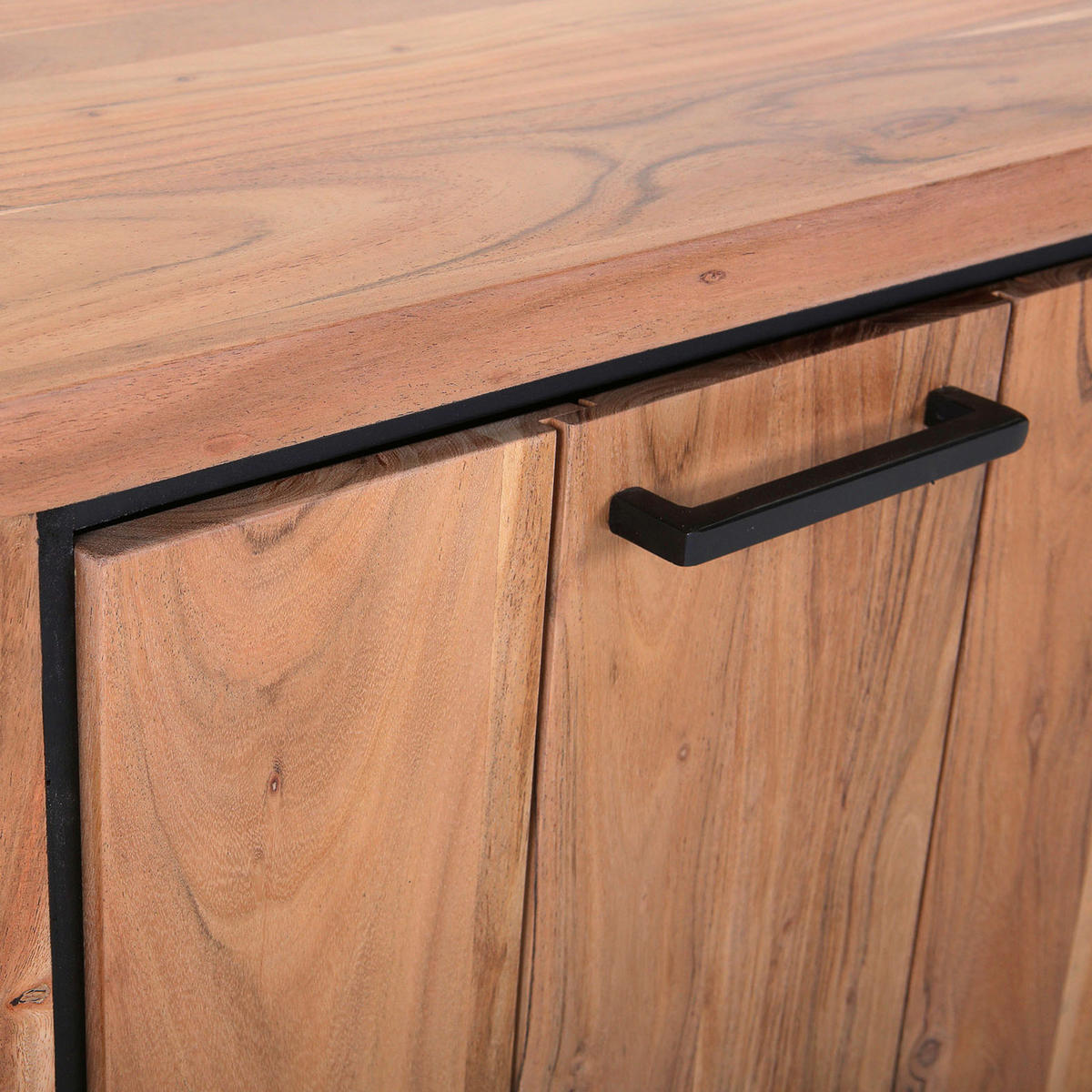 SIDEBOARD  in 210/80/44 cm  - Schwarz/Akaziefarben, LIFESTYLE, Glas/Holz (210/80/44cm) - Landscape