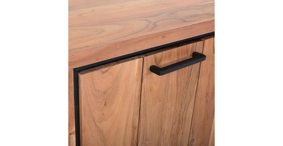 SIDEBOARD in 210/80/44 cm - Schwarz/Akaziefarben, LIFESTYLE, Glas/Holz (210/80/44cm) - Landscape