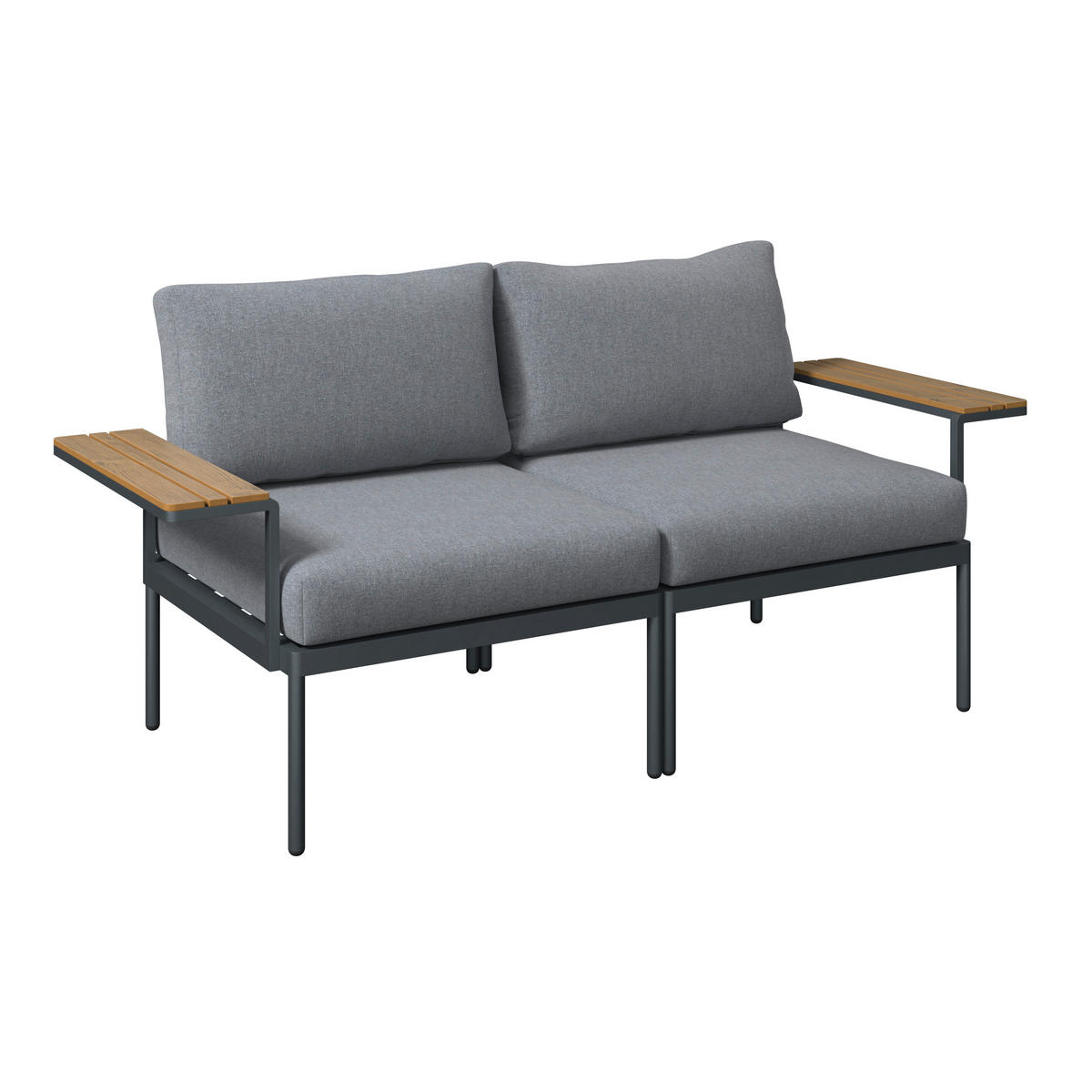 LOUNGEGARNITUR 3-teilig   85/64.5/71.5 cm Stahl  - Dunkelgrau/Naturfarben, MODERN, Kunststoff/Textil (85/64.5/71.5cm) - Ambia Garden