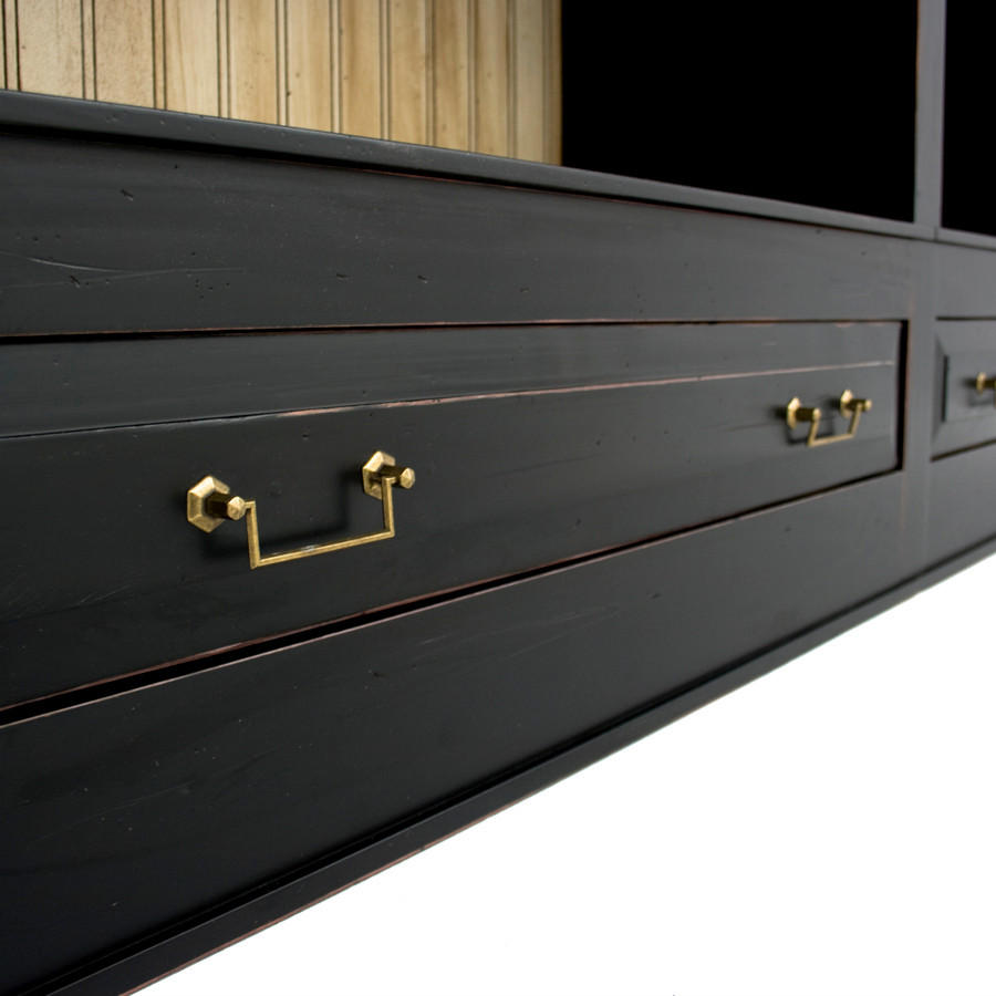 BÜCHERWAND Pinie massiv Creme, Schwarz  - Creme/Schwarz, LIFESTYLE, Holz/Metall (214/238,5/46,5cm) - Livetastic