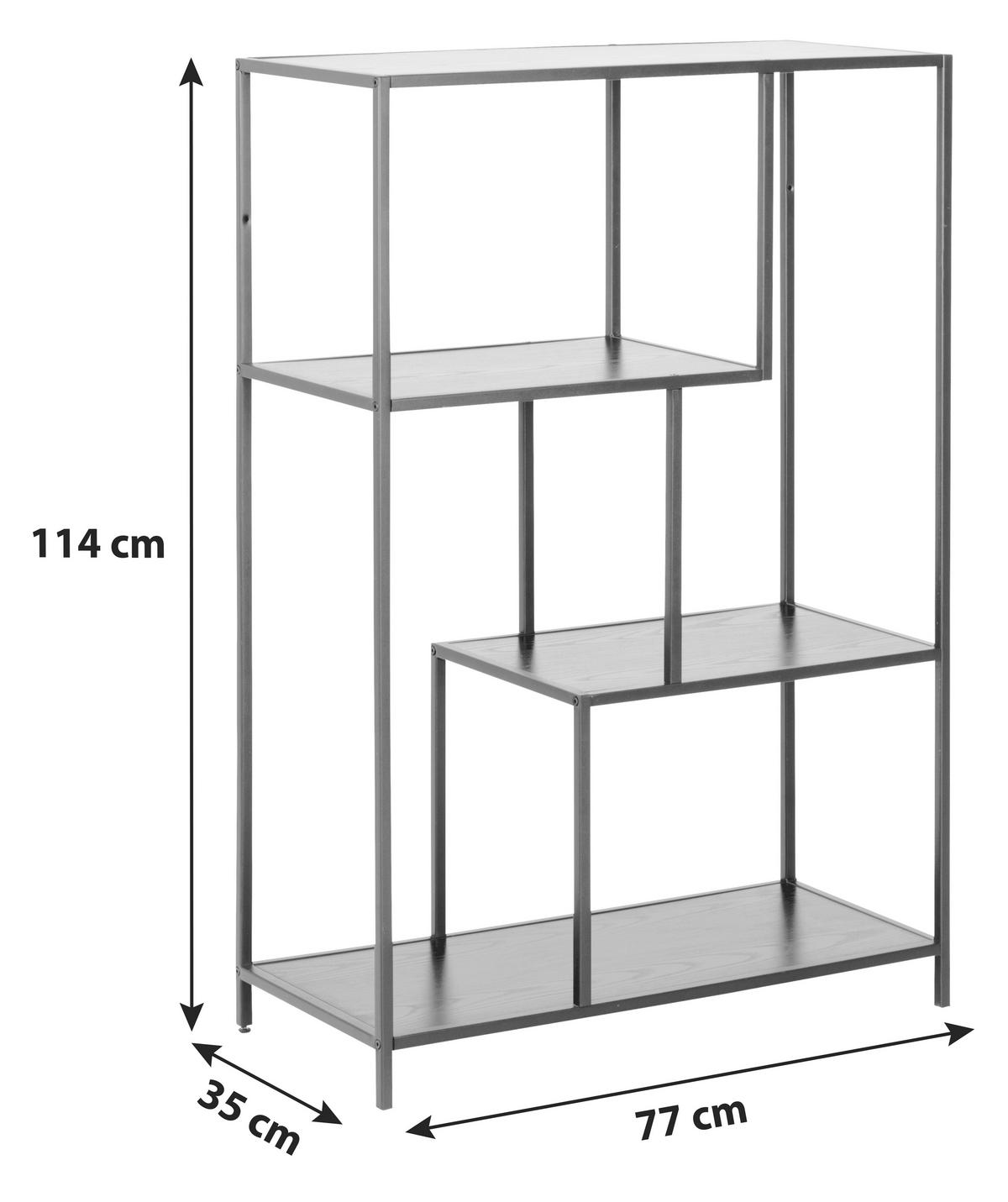 POLIČNI ELEMENT crna, boja jasena  - boja jasena/crna, Trendi, metal/pločasti materijal (77/114/35cm) - Carryhome