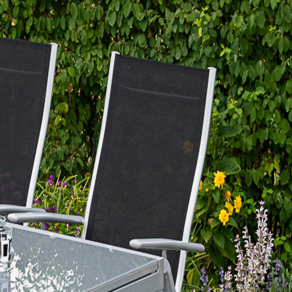 GARTENKLAPPSESSEL-SET Aluminium Dunkelblau  - Silberfarben/Dunkelblau, ROMANTIK / LANDHAUS, Textil/Metall (57/108/65cm) - Gardenson