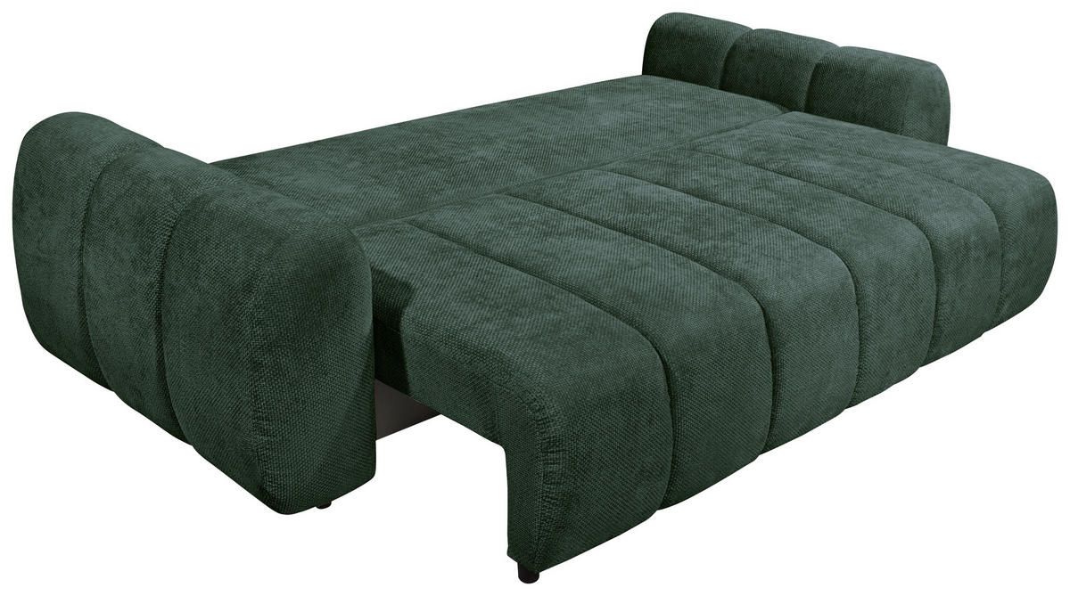 SCHLAFSOFA in Webstoff Dunkelgrün  - Dunkelgrün/Schwarz, Design, Kunststoff/Textil (256/76/112cm) - MID.YOU