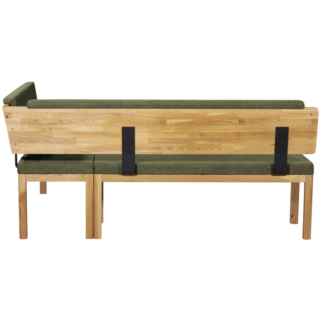 Thumbnail - Linea Natura Eckbank, Grün, Eiche, Holz, Textil, Eiche, vollmassiv, 4-Sitzer, Eckteil, L-Form, 195x155 cm, Stoffauswahl,...