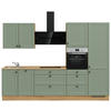 KÜCHENLEERBLOCK 300 cm   in Grün, Eichefarben  - Eichefarben/Schwarz, MODERN, Holzwerkstoff/Metall (300cm) - Nobilia