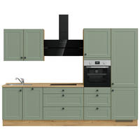 KÜCHENLEERBLOCK 300 cm   in Grün, Eichefarben  - Eichefarben/Schwarz, MODERN, Holzwerkstoff/Metall (300cm) - Nobilia