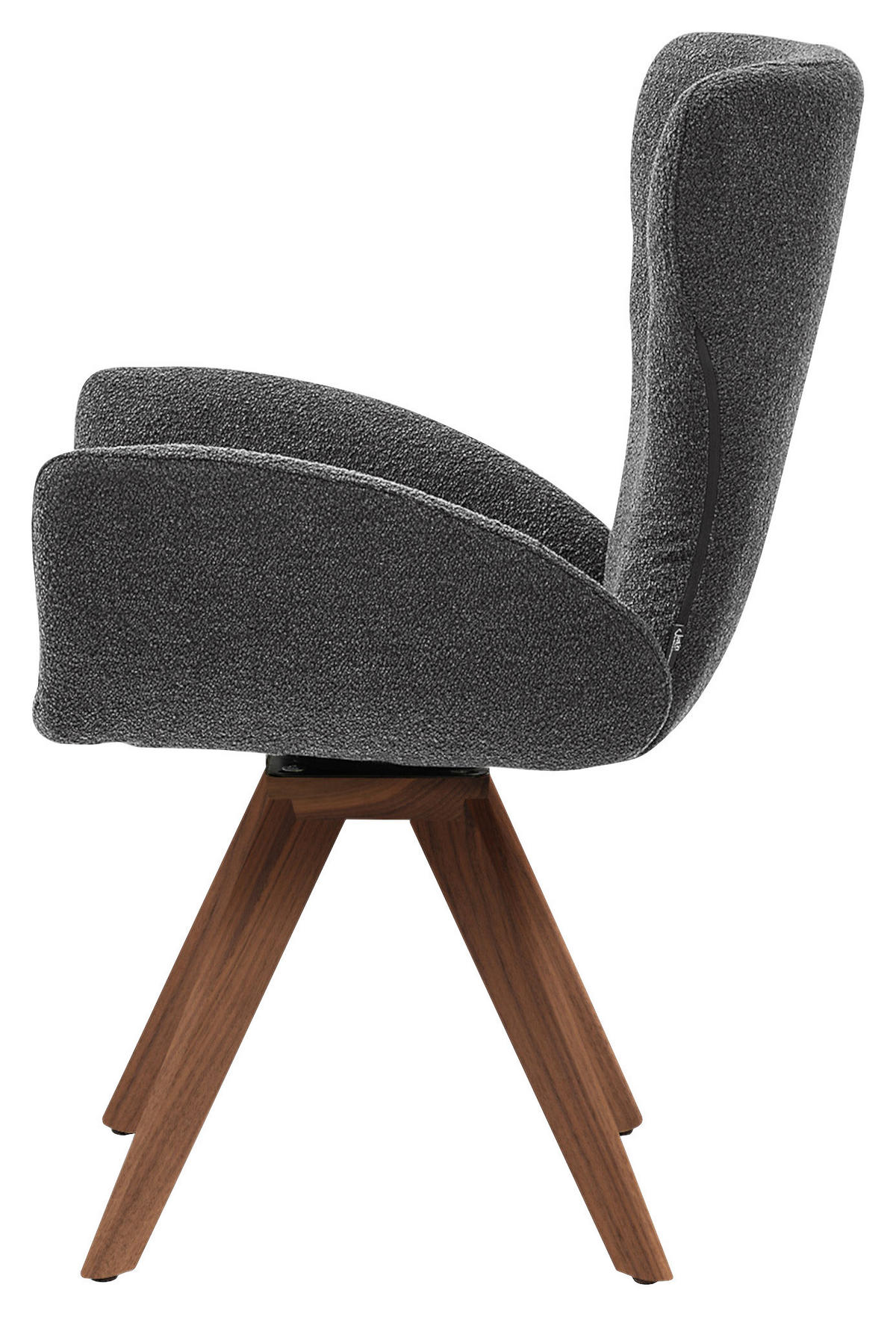 ARMLEHNSTUHL drehbar  Stoffauswahl, Typenauswahl, Sitzfläche 360° drehbar, inklusive Armlehnen, Gestellauswahl, automatische Rückholfunktion, gepolsterte Armlehnen Bouclé  - Schwarz, Design, Holz/Textil (65/93/68cm) - Musterring