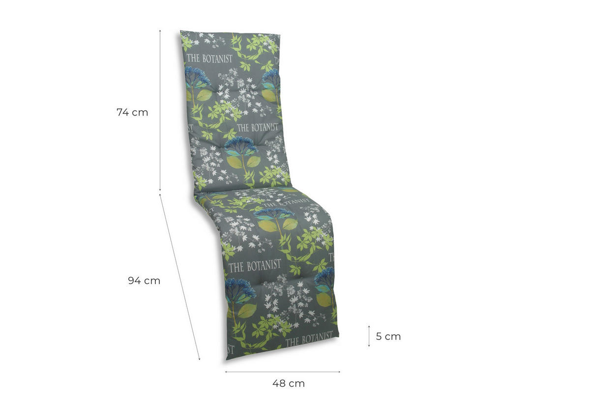 RELAXSESSELAUFLAGE in Blau, Grau, Grün Floral  - Blau/Grau, Design, Textil (45/5/168cm)