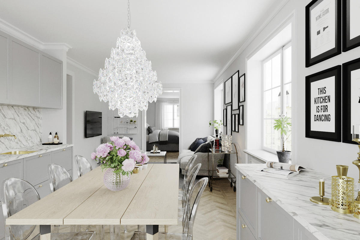 HÄNGELEUCHTE MONARQUE GRANDE 58/195 cm   - Klar/Chromfarben, LIFESTYLE, Kunststoff/Metall (58/195cm) - By Rydéns