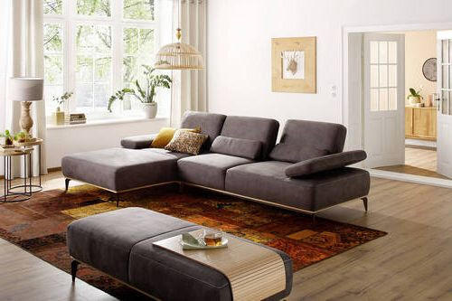 UGAONA GARNITURA  - bronzana/bež, Moderno, tekstil/metal (298/176cm) - Valnatura