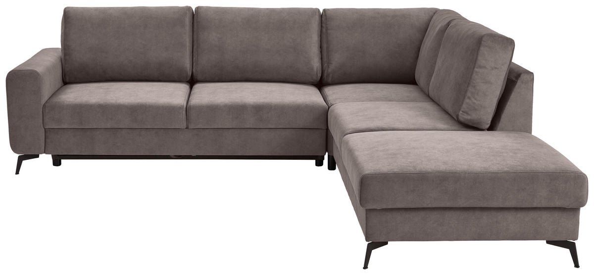 ECKSOFA Greige Chenille  - Greige/Schwarz, KONVENTIONELL, Textil/Metall (275/257cm) - Carryhome