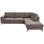 ECKSOFA Greige Chenille  - Greige/Schwarz, KONVENTIONELL, Textil/Metall (275/257cm) - Carryhome