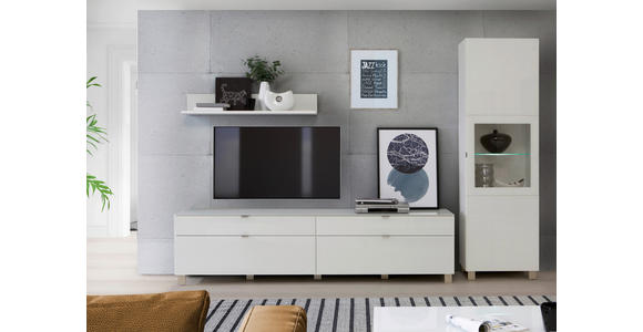 TV-ELEMENT Weiß  - Edelstahlfarben/Champagner, Design, Glas/Holzwerkstoff (219,9/57/52,5cm) - Hom`in