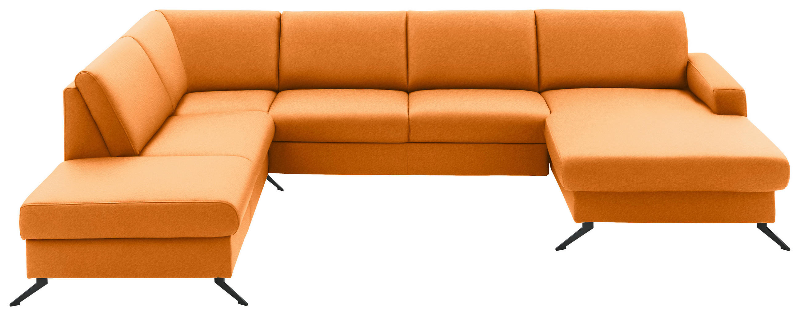 WOHNLANDSCHAFT in Echtleder Orange  - Schwarz/Orange, Design, Leder/Metall (233/339/165cm) - Beldomo Premium