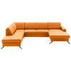 WOHNLANDSCHAFT in Echtleder Orange  - Schwarz/Orange, Design, Leder/Metall (233/339/165cm) - Beldomo Premium