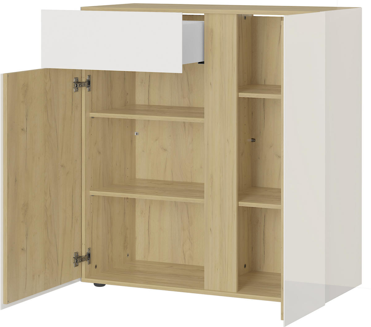 KOMMODE GW-Mesa  in 94/104/42 cm  - Kaschmir/Eichefarben, KONVENTIONELL, Glas/Holzwerkstoff (94/104/42cm) - Voleo