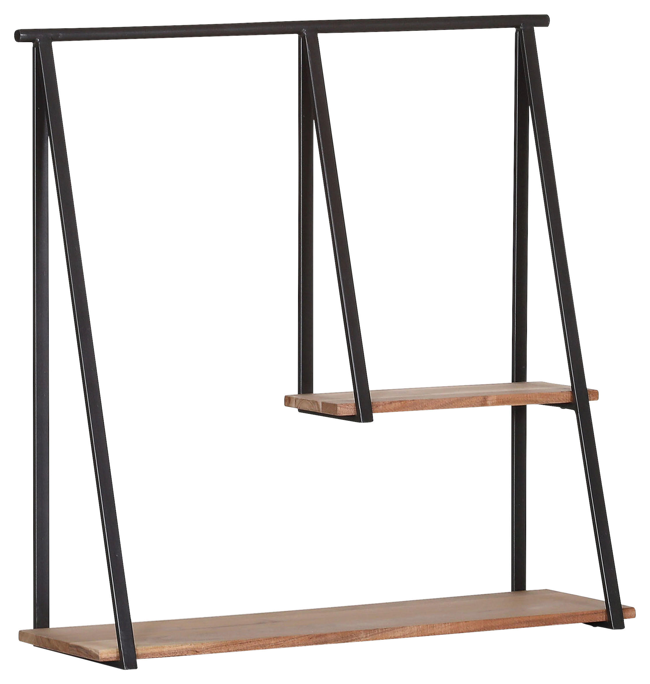 WANDREGAL Akazie massiv Anthrazit, Akaziefarben  - Anthrazit/Akaziefarben, Design, Holz/Metall (80/80/25cm)