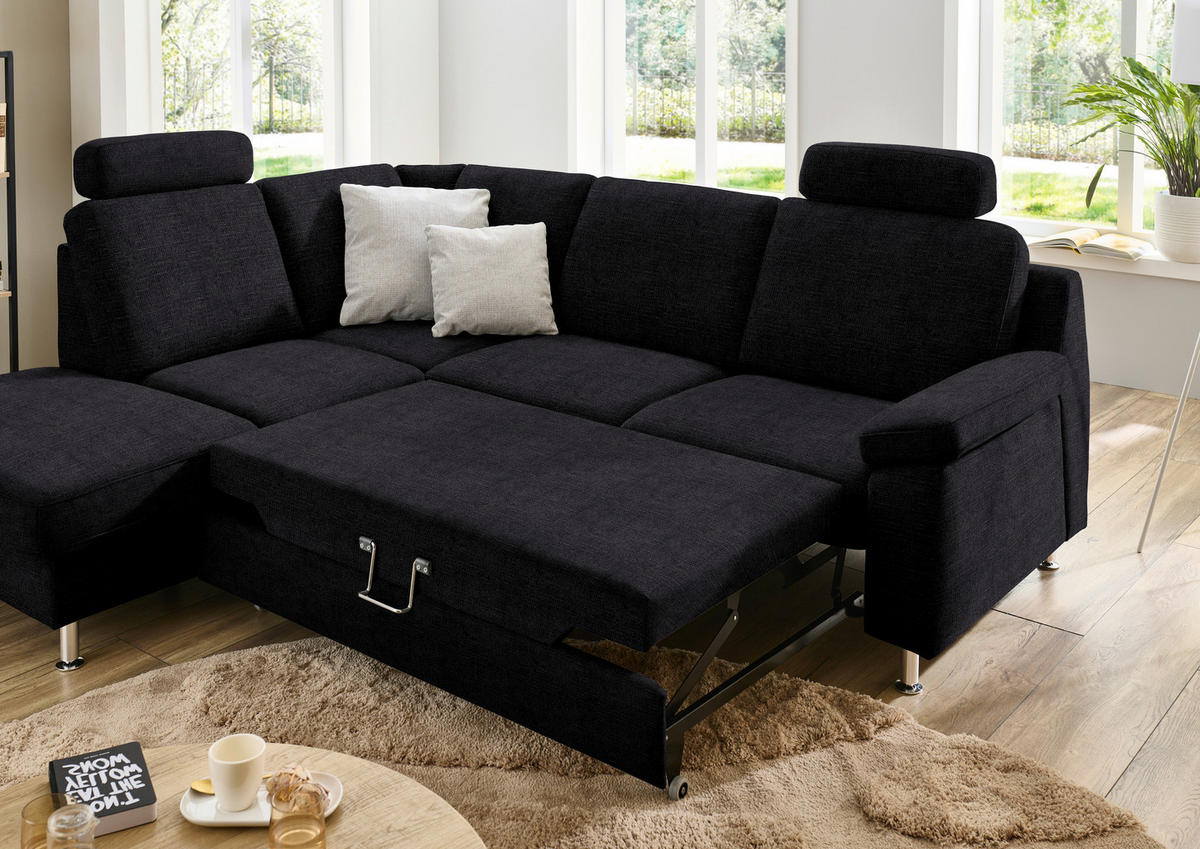 ECKSOFA in Webstoff Anthrazit  - Anthrazit/Alufarben, Konventionell, Textil/Metall (200/241cm) - Beldomo System