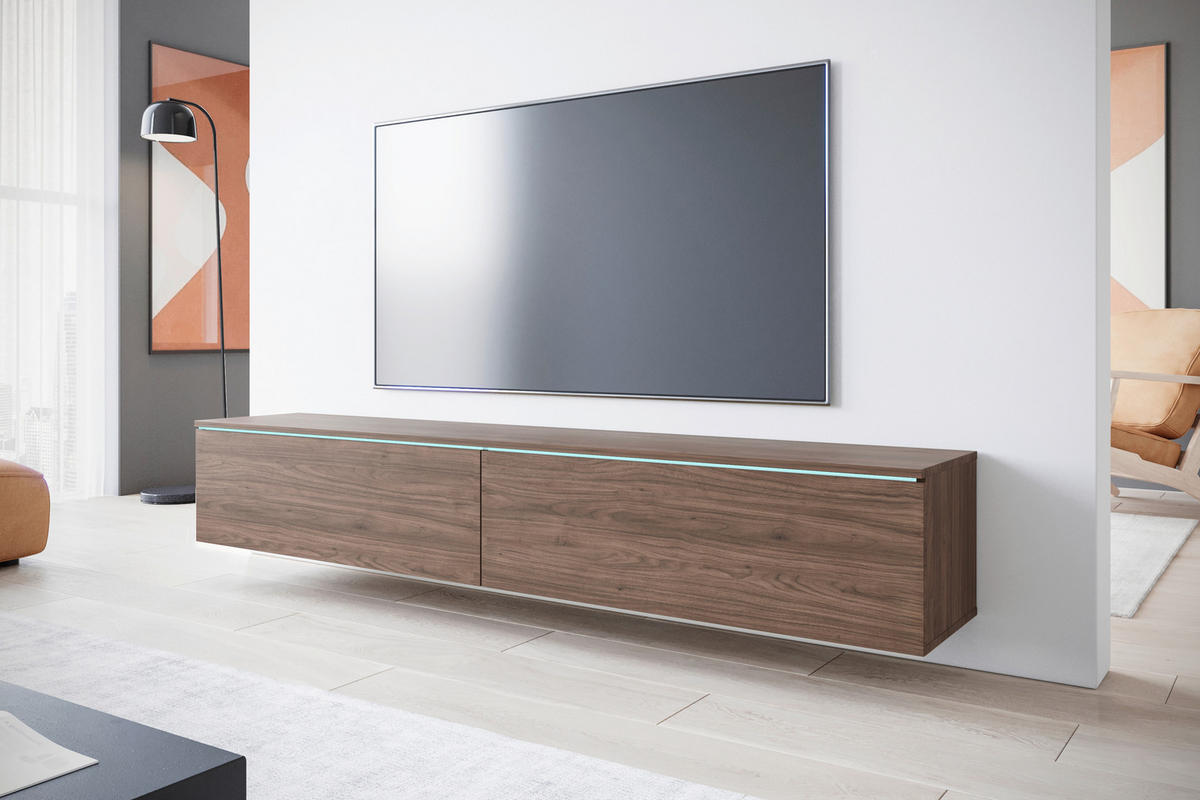 TV-SZEKRÉNY 180/30/33 cm  - diófa színű/szürke, Design, műanyag/faalapú anyag (180/30/33cm) - P & B