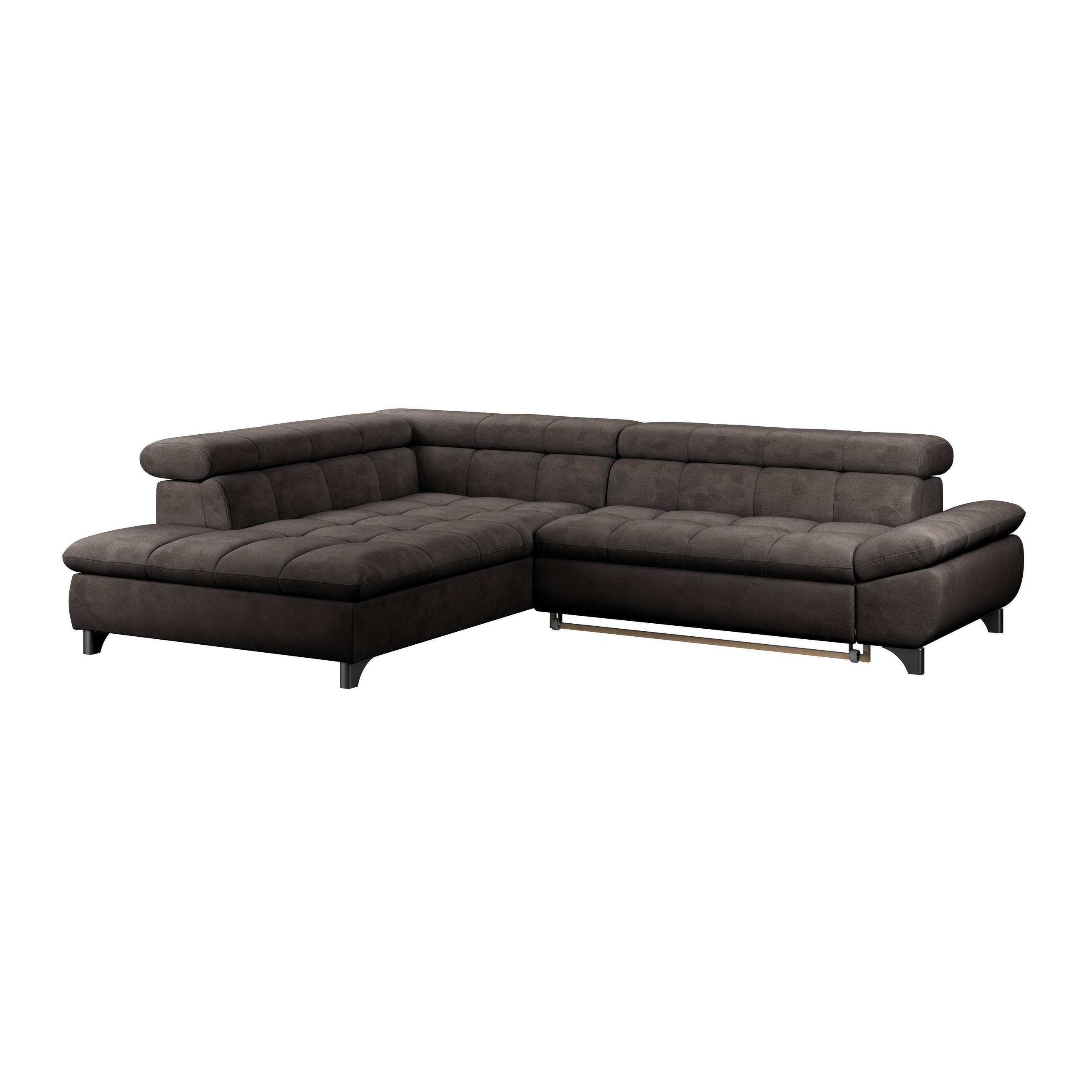 ECKSOFA Graubraun Chenille  - Chromfarben/Graubraun, KONVENTIONELL, Textil/Metall (234/312cm) - Livetastic