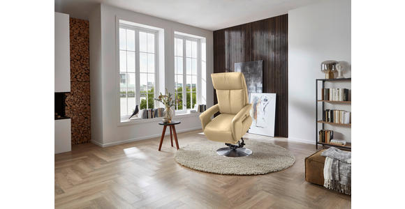 RELAXSESSEL in Leder Beige - Edelstahlfarben/Beige, Design, Leder/Metall (78/112/85cm) - Cantus
