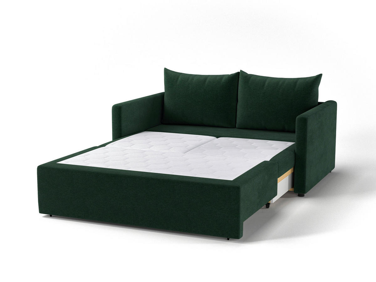 SCHLAFSOFA COLOGNE in Flachgewebe Dunkelgrün  - Dunkelgrün/Schwarz, Design, Kunststoff/Textil (152/89/92cm) - MID.YOU