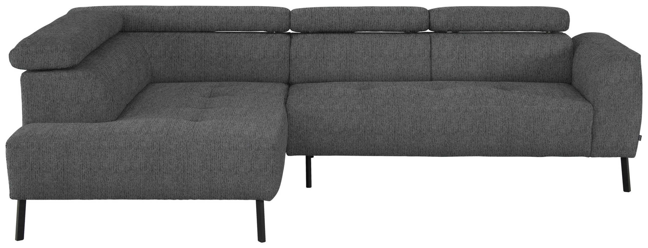 ECKSOFA in Webstoff Dunkelgrau  205/280 cm  - Dunkelgrau/Schwarz, Design, Textil/Metall (205/280cm) - Xora