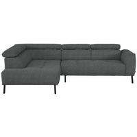ECKSOFA in Webstoff Dunkelgrau  205/280 cm  - Dunkelgrau/Schwarz, Design, Textil/Metall (205/280cm) - Xora