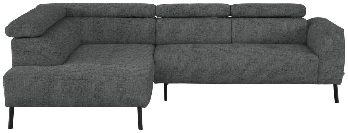 ECKSOFA in Webstoff Dunkelgrau  205/280 cm  - Dunkelgrau/Schwarz, Design, Textil/Metall (205/280cm) - Xora