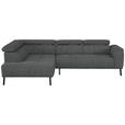 ECKSOFA in Webstoff Dunkelgrau  205/280 cm  - Dunkelgrau/Schwarz, Design, Textil/Metall (205/280cm) - Xora