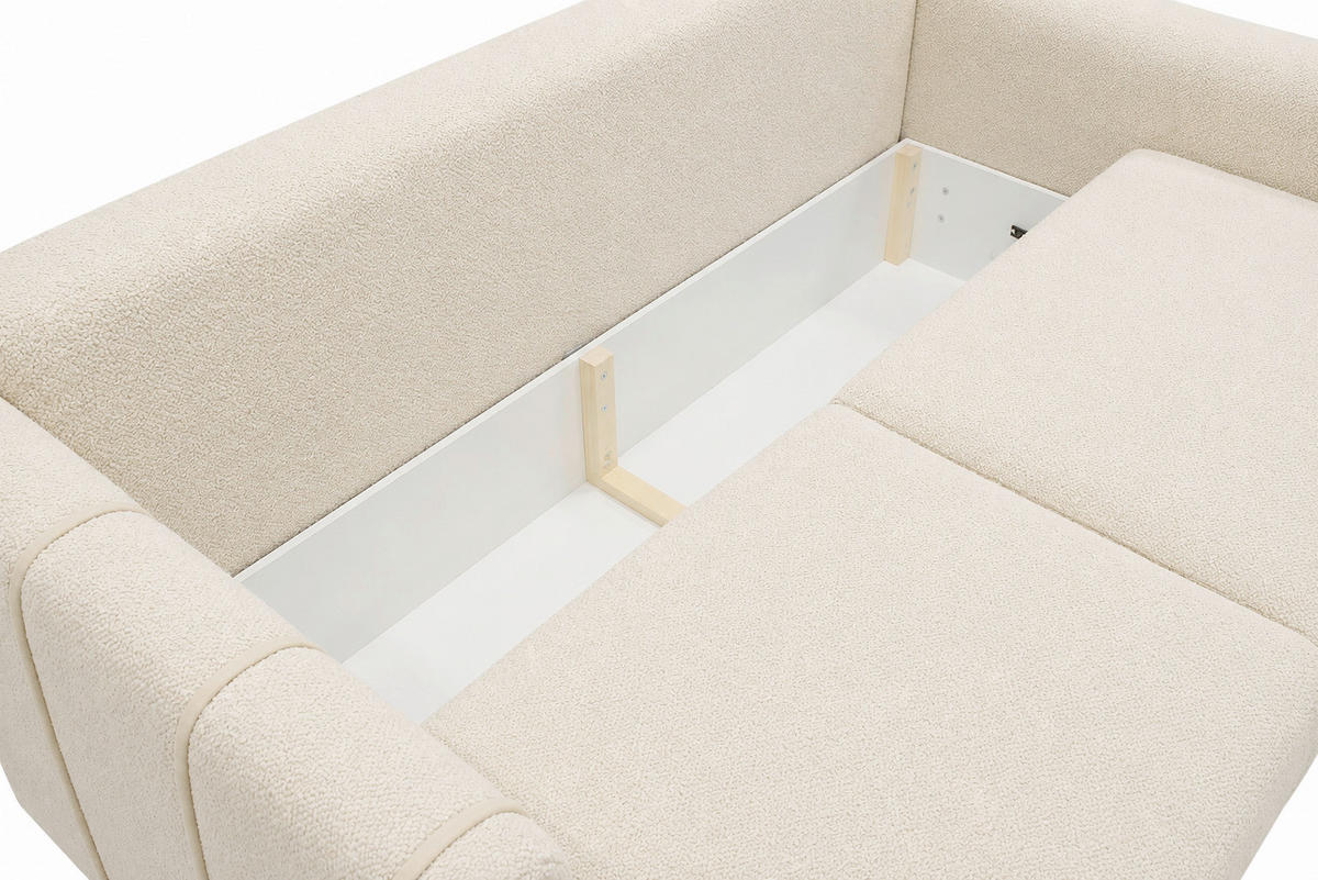 SCHLAFSOFA KIARA Bouclé Beige  inkl.  - Beige/Schwarz, Design, Kunststoff/Textil (235/100/100cm) - MID.YOU