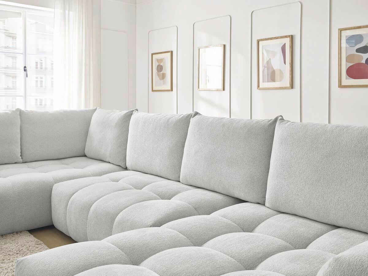 ECKSCHLAFSOFA EVEREST  mit Rücken echt, Armteil links, Armteil rechts Flachgewebe Hellgrau  - Hellgrau/Schwarz, MODERN, Kunststoff/Textil (212/423/198cm)