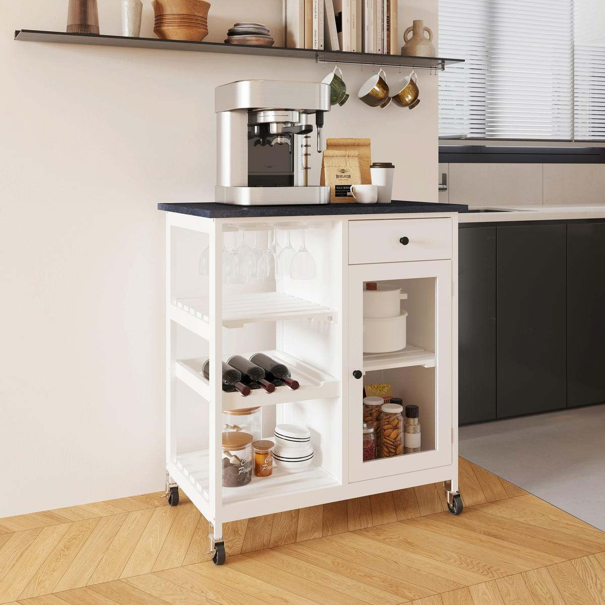 KÜCHENINSEL   in Schwarz, Weiß  - Schwarz/Weiß, Basics, Holzwerkstoff/Kunststoff (76/87/48cm) - MID.YOU