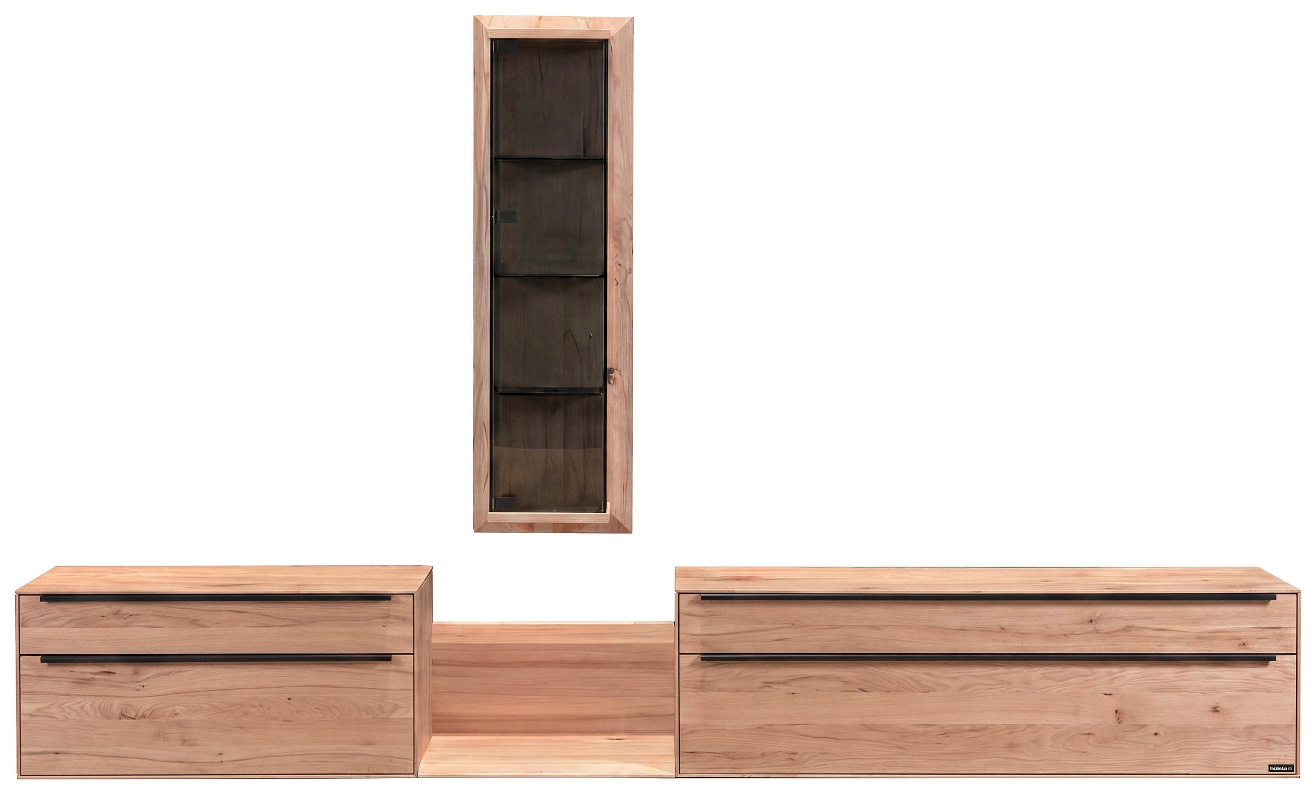 WOHNWAND  Buchefarben 306/206/40 cm    - Anthrazit/Buchefarben, Design, Glas/Holz (306/206/40cm) - hülsta