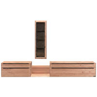 WOHNWAND  Buchefarben 306/206/40 cm    - Anthrazit/Buchefarben, Design, Glas/Holz (306/206/40cm) - hülsta