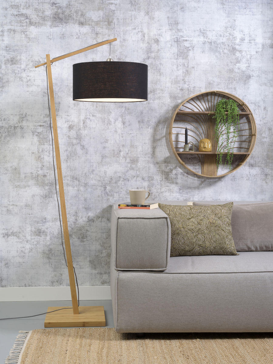 GOLVLAMPA Andes 70/176 cm    - svart/naturfärgad, Design, trä/textil (70/176cm) - Good & Mojo