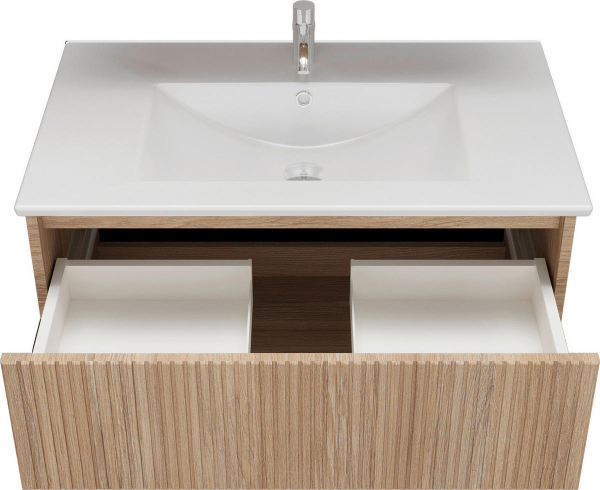 KOMBINOVANI UGRADNI UMIVAONIK  boja hrasta  - boja hrasta, Moderno, pločasti materijal/keramika (80cm) - Ti'me
