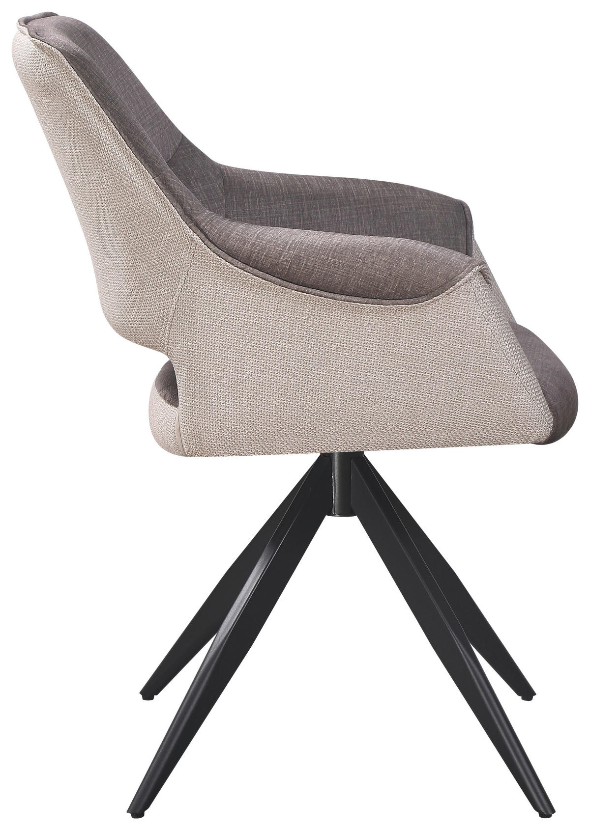 ARMLEHNSTUHL  in Eisen Samt, Webstoff  - Beige/Schwarz, KONVENTIONELL, Textil/Metall (62/86/64cm) - MID.YOU