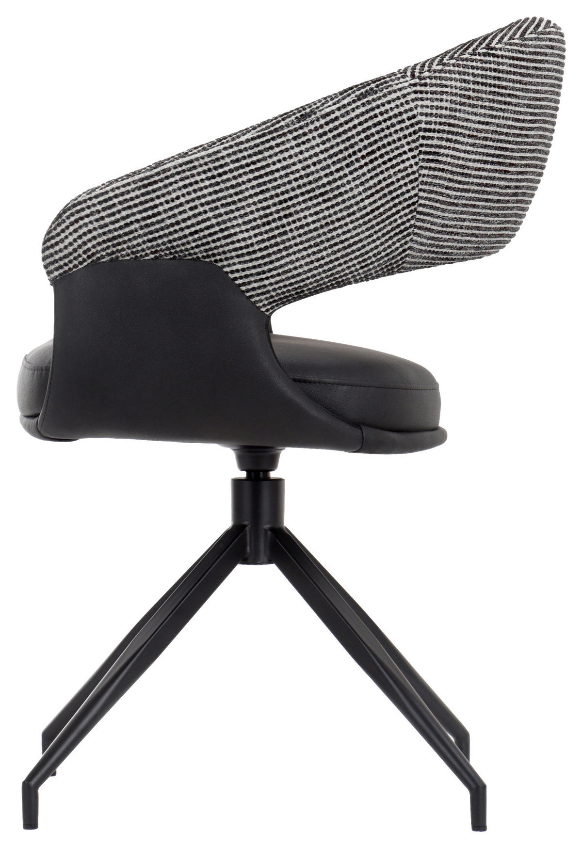 ARMLEHNSTUHL , Sitzfläche 360° drehbar, automatische Rückholfunktion , Mikrofaser, Webstoff  - Schwarz/Weiß, Design, Textil/Metall (60/83/62cm) - Novel