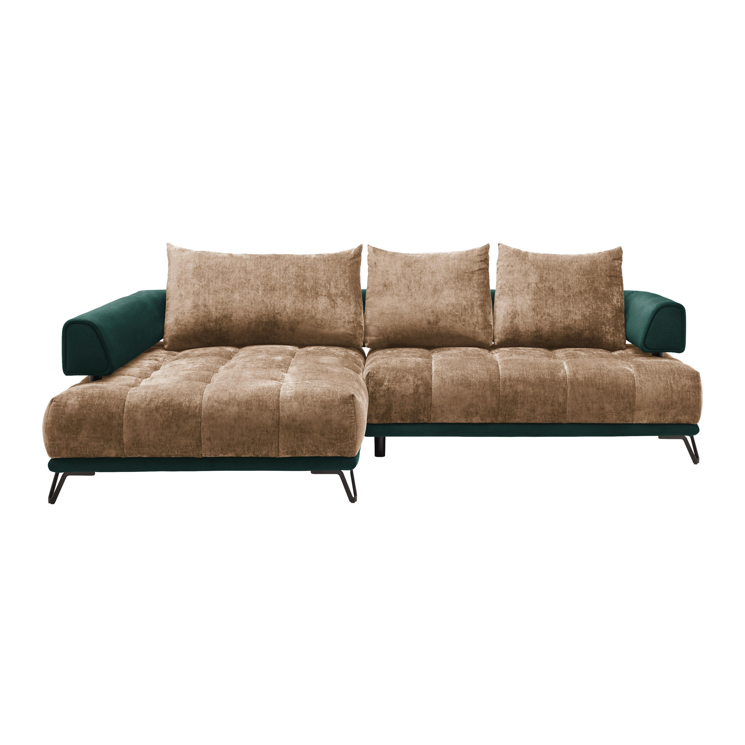 HÖRNSOFFA i beige  - beige/svart, Modern, metall/textil (184/262cm) - MID.YOU