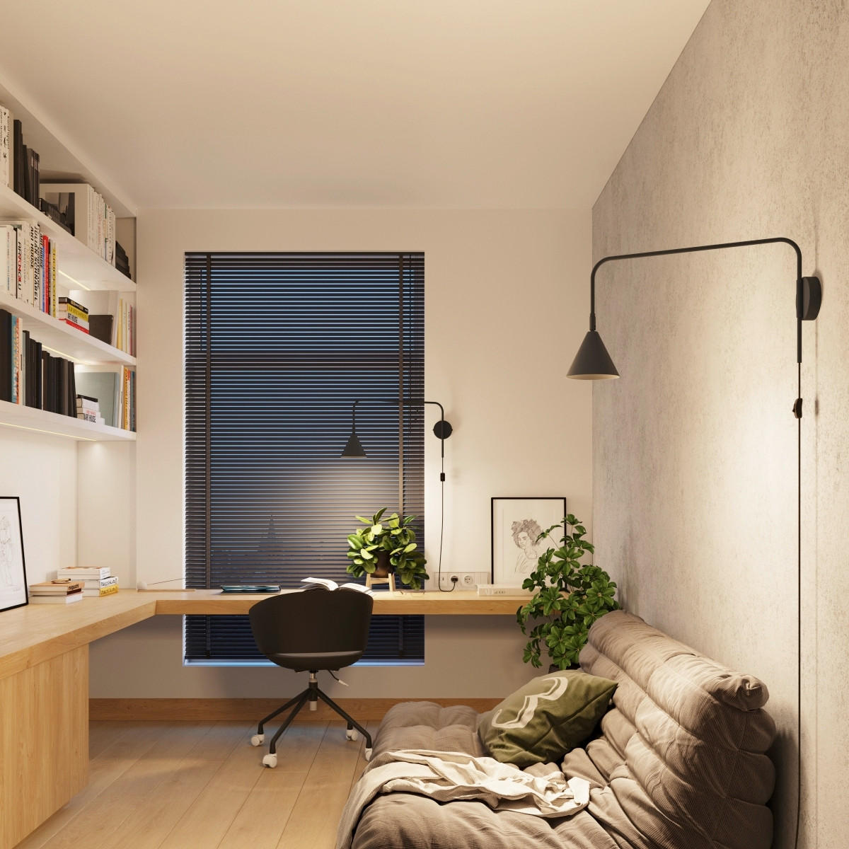 WANDLEUCHTE Nox 14/61/30 cm  - Schwarz, KONVENTIONELL, Metall (14/61/30cm)