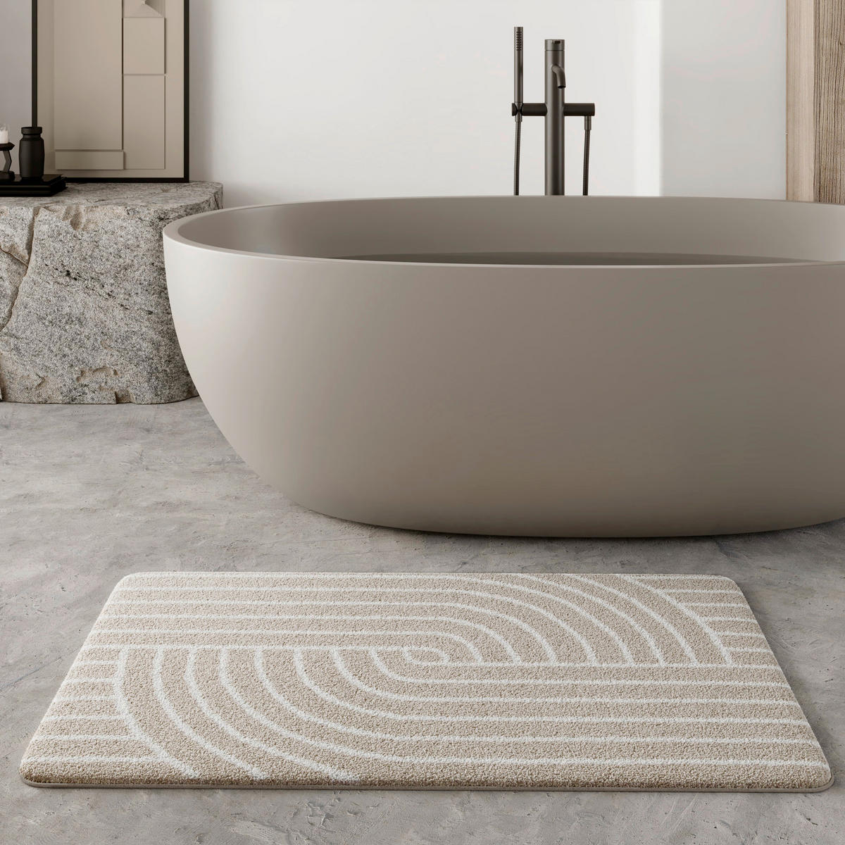 BADTEPPICH Beige 70/120 cm  - Beige, Basics, Kunststoff/Textil (70/120cm) - WECON HOME BASIC