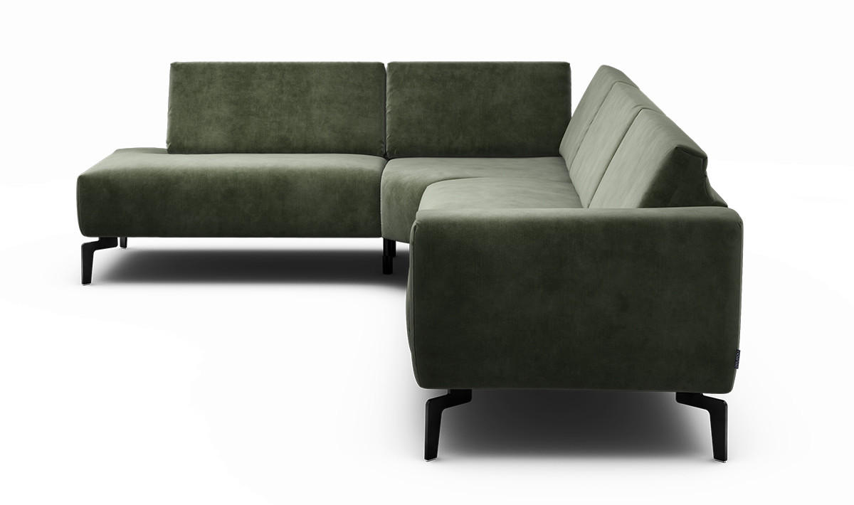 ECKSOFA in Samt Waldgrün  213/296 cm  - Waldgrün/Schwarz, Design, Textil/Metall (213/296cm) - SENSOO