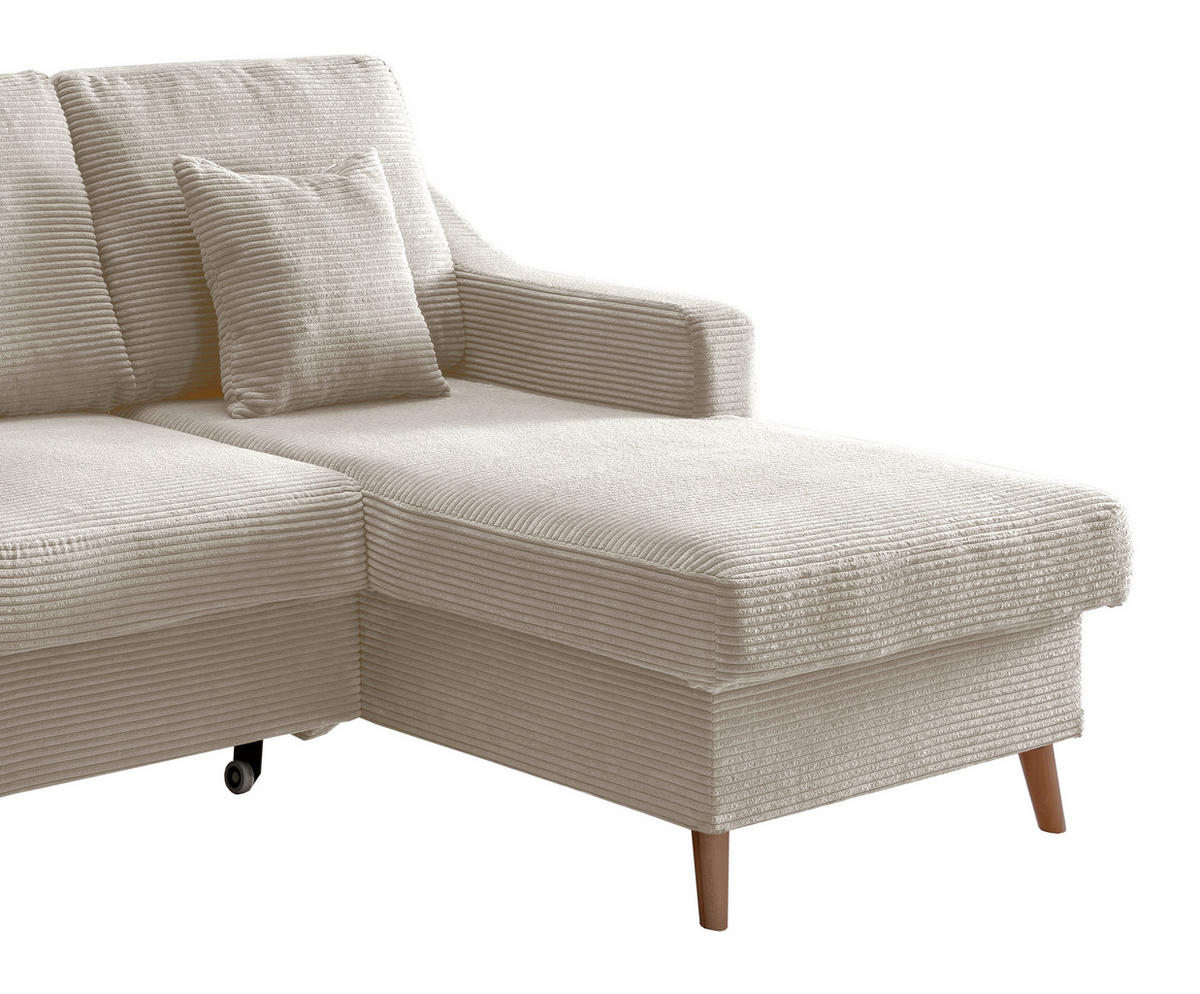 ECKSOFA in Cord Beige  - Beige/Naturfarben, Design, Holz/Textil (228/150cm) - P & B
