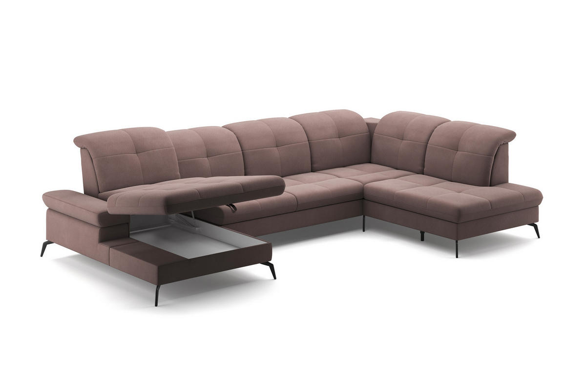 WOHNLANDSCHAFT in Flachgewebe Taupe  - Taupe/Schwarz, Konventionell, Textil/Metall (185/357/231cm) - Sit & More