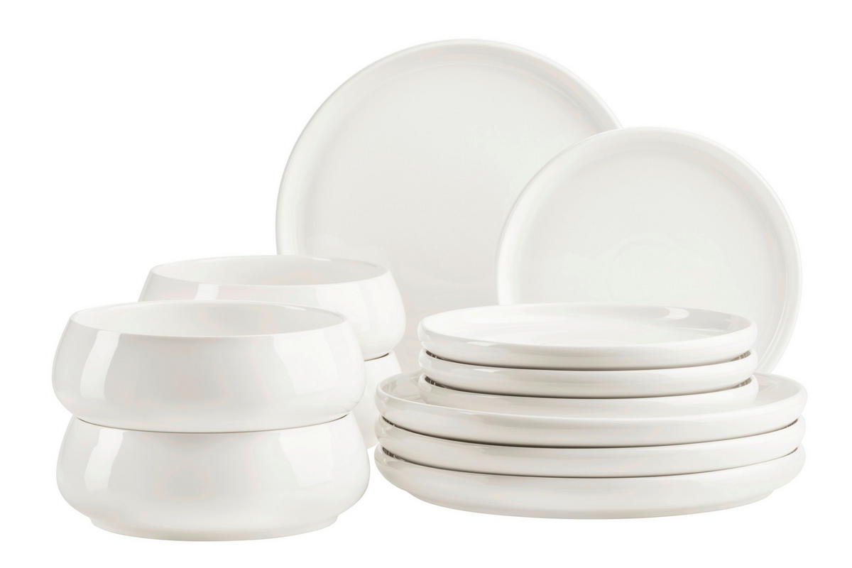 TAFELSERVICE Weiß TAYA 12-teilig  - Weiß, Basics, Keramik - Mäser