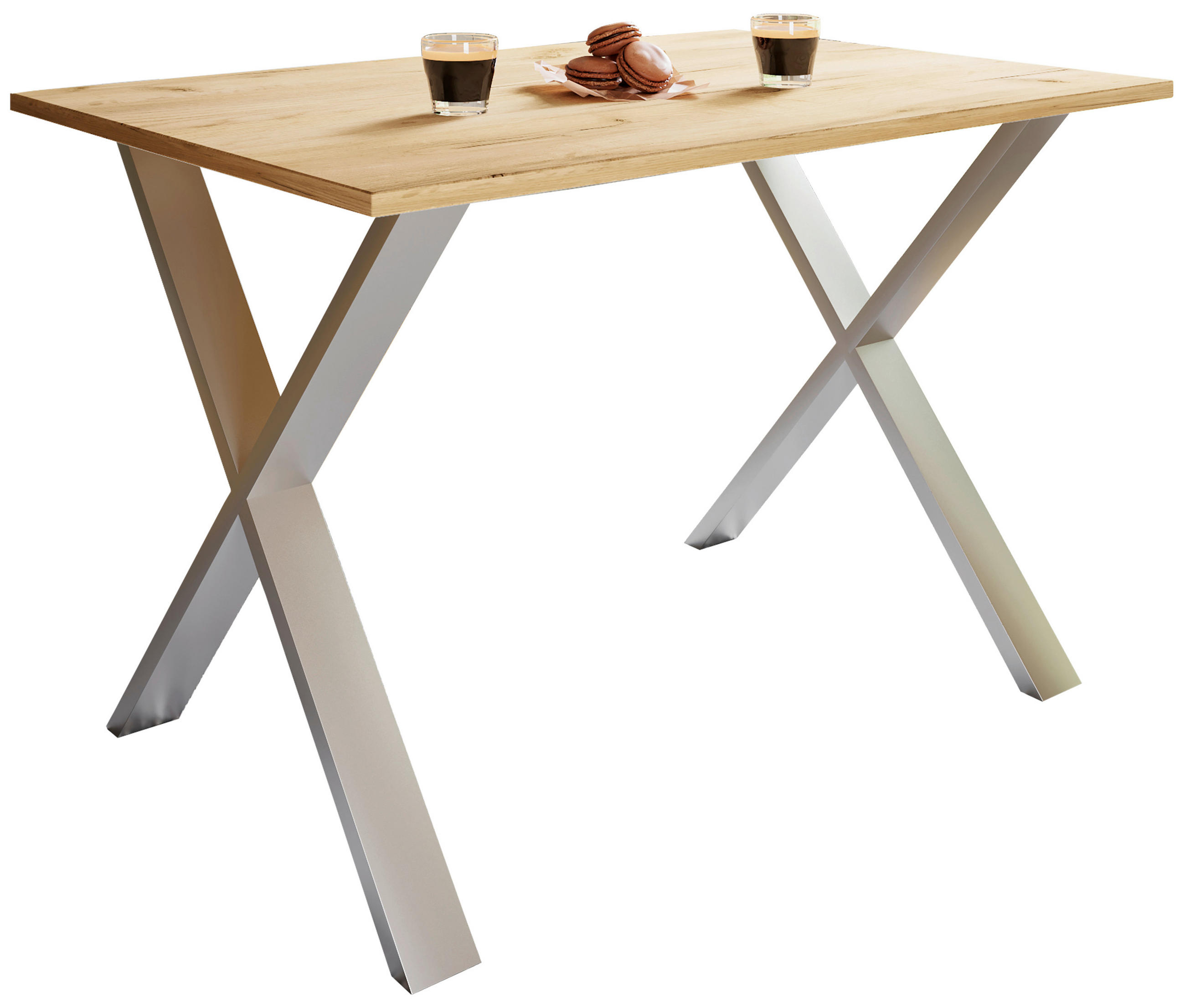 ESSTISCH in Holzwerkstoff 140/80/76 cm   - Honigeiche/Silberfarben, Basics, Holzwerkstoff/Metall (140/80/76cm) - MID.YOU